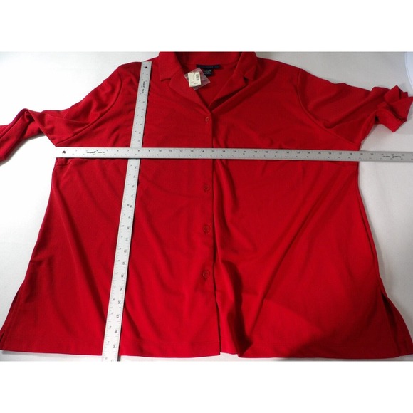 Venezia 3X 26/28 Red Blouse Button Collar Slinky Polyester Career Business NWT - Picture 7 of 9
